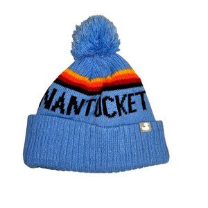 Nantucket Knit Beanie HatPom Pom Blue Unisex Winter Warm Cap 3889